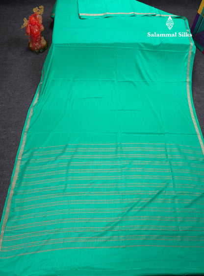 Beautiful Half White Plain Semi Mysore Silk Saree With Small Traditional Zari Border