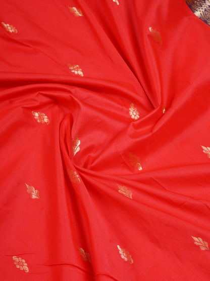 11 Yards Semi Silk Saree Dual Tone Red with Contrast Bottle Green Traditional Border