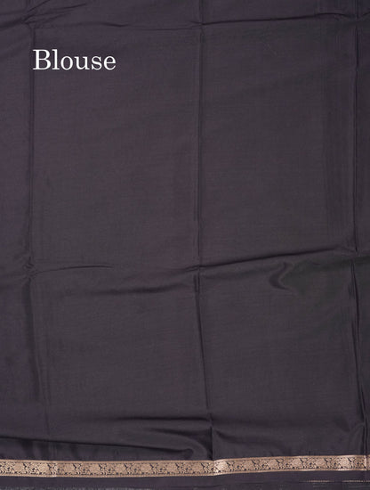 Beautiful Violet Plain Semi Mysore Silk Saree With Small Traditional Zari Border