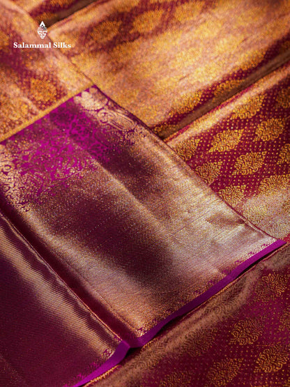 Pink Colour Pure Kanjivaram Silk Saree with Contrast Magenta Pink Border