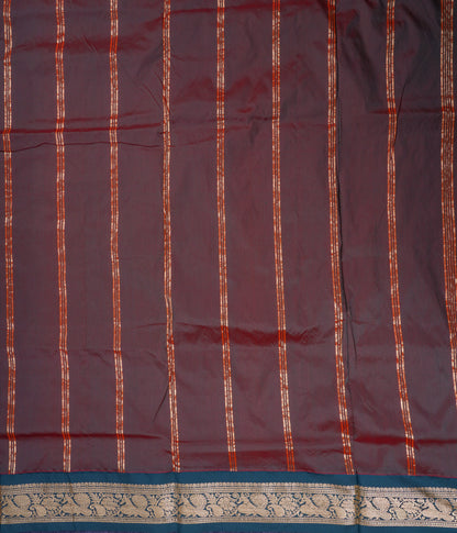 11 Yards Semi Silk Saree Chilly Red with Contrast Bottle Green Traditional Border