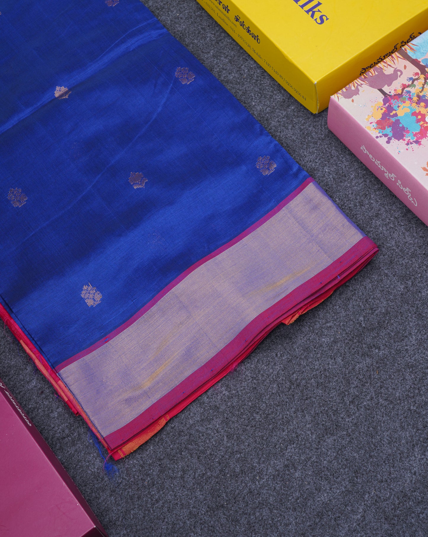 Beautiful Dark Maroon Semi Silk Cotton Saree With Contrast Manthulir Yellow Blouse