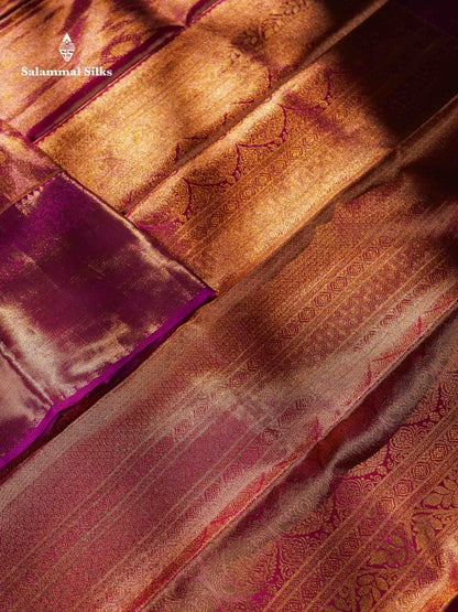 Pink Colour Pure Kanjivaram Silk Saree with Contrast Magenta Pink Border