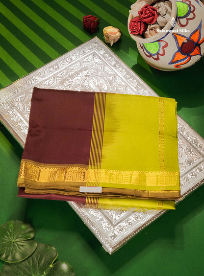 Dark Maroon Semi Silk Cotton Saree With Small Border