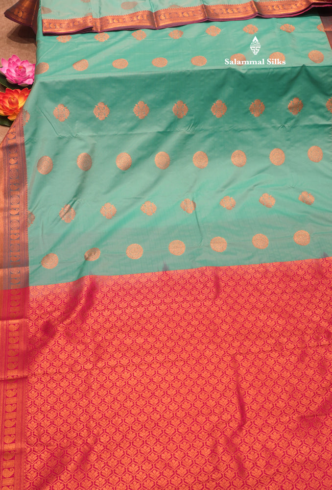 Red Colour Semi Silk Saree With Copper Zari Border
