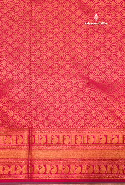 Red Colour Semi Silk Saree With Copper Zari Border