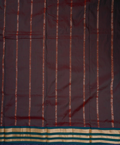 9.5 Yards Semi Silk Saree Maroon with Contrast Bottle Green Traditional Border