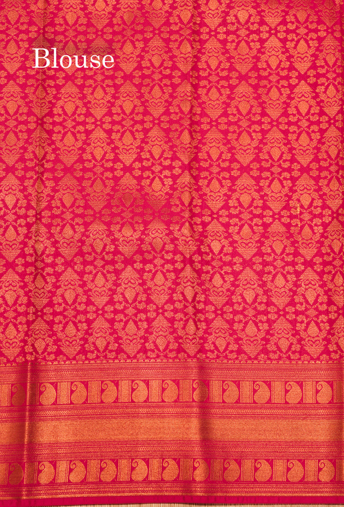 Red Colour Semi Silk Saree With Copper Zari Border