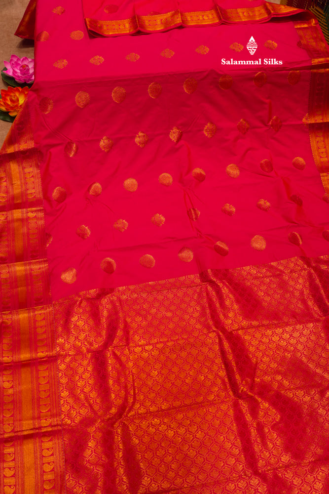 Red Colour Semi Silk Saree With Copper Zari Border