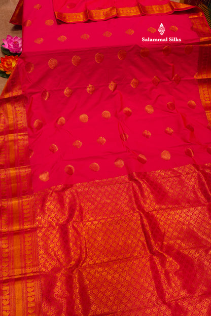Red Colour Semi Silk Saree With Copper Zari Border