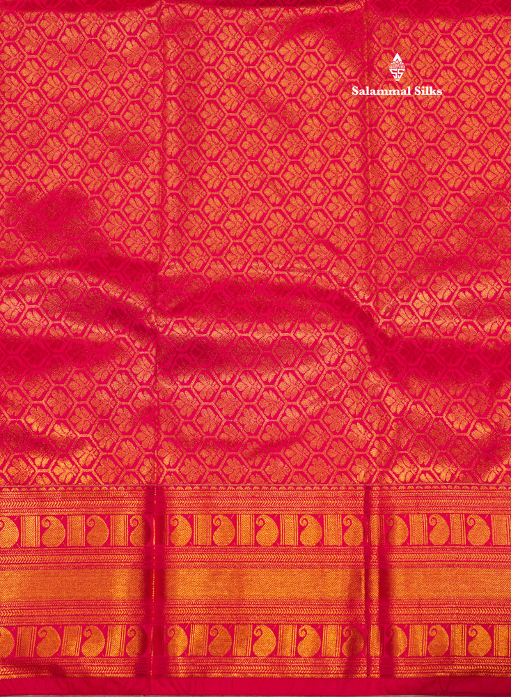 Red Colour Semi Silk Saree With Copper Zari Border