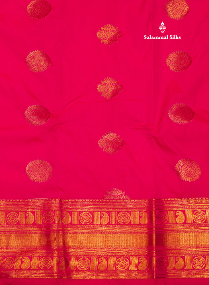 Red Colour Semi Silk Saree With Copper Zari Border