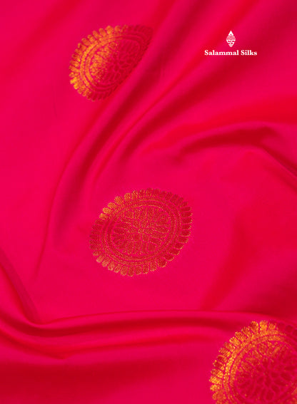 Red Colour Semi Silk Saree With Copper Zari Border