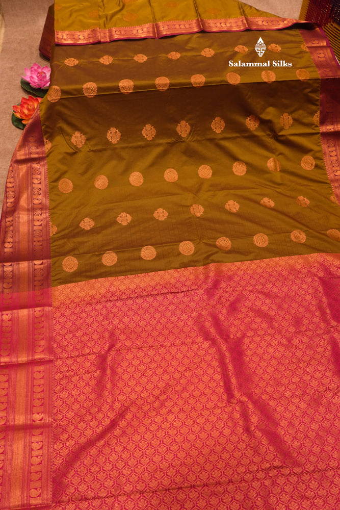 Red Colour Semi Silk Saree With Copper Zari Border