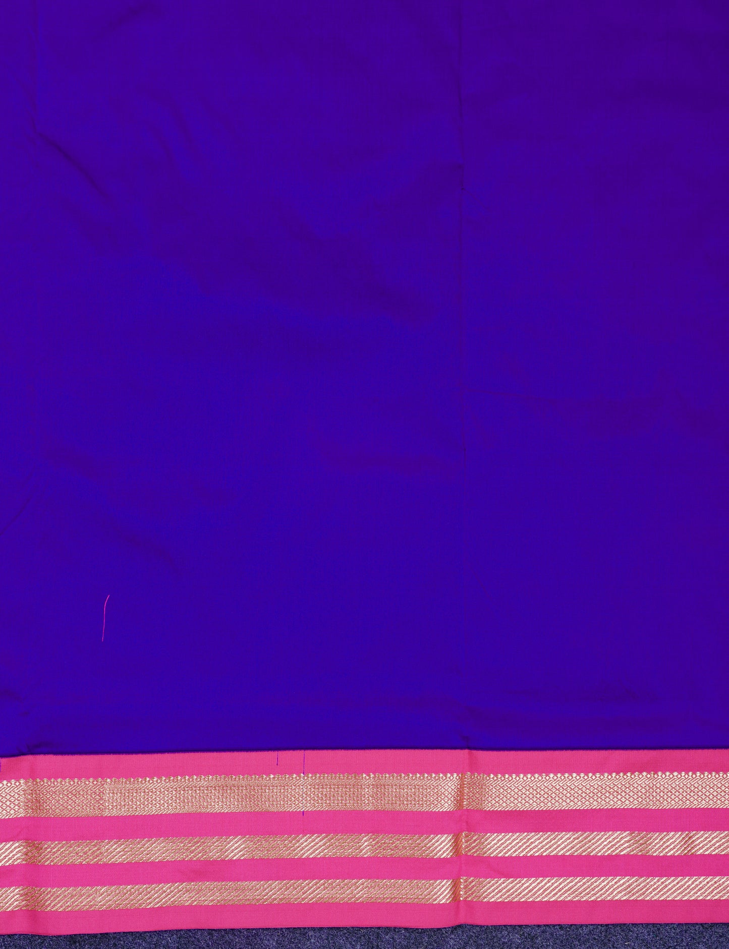 9.5 Yards Semi Silk Saree Violet with Contrast Pink Traditional Border