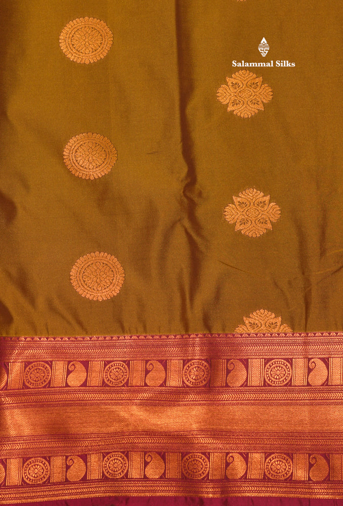 Red Colour Semi Silk Saree With Copper Zari Border