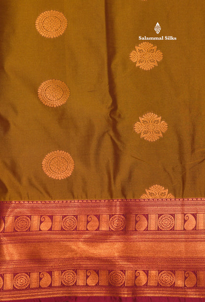 Red Colour Semi Silk Saree With Copper Zari Border