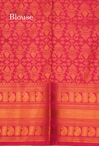 Red Colour Semi Silk Saree With Copper Zari Border