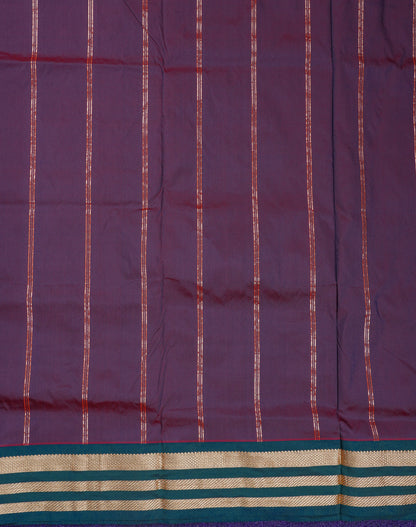 9.5 Yards Semi Silk Saree Red with Contrast Bottle Green Traditional Border