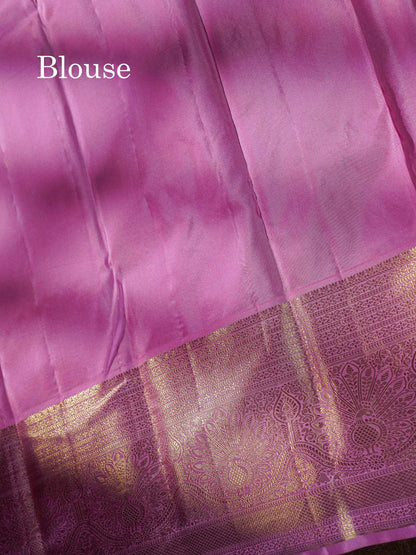 Beautiful Ice Blue Bridal Pure Kanjivaram Silk Saree With Contrast Baby Pink Traditional Evening Morning Border