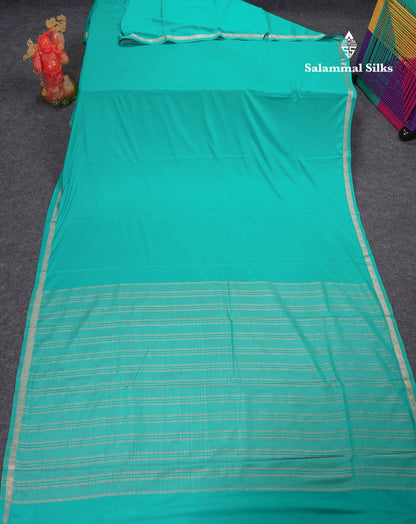 Beautiful Half White Plain Semi Mysore Silk Saree With Small Traditional Zari Border