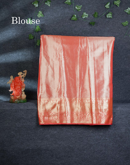 Semi Silk Pattu Pavadai Tissue (Cream) With Contrast Chilly Red  Blouse 45"