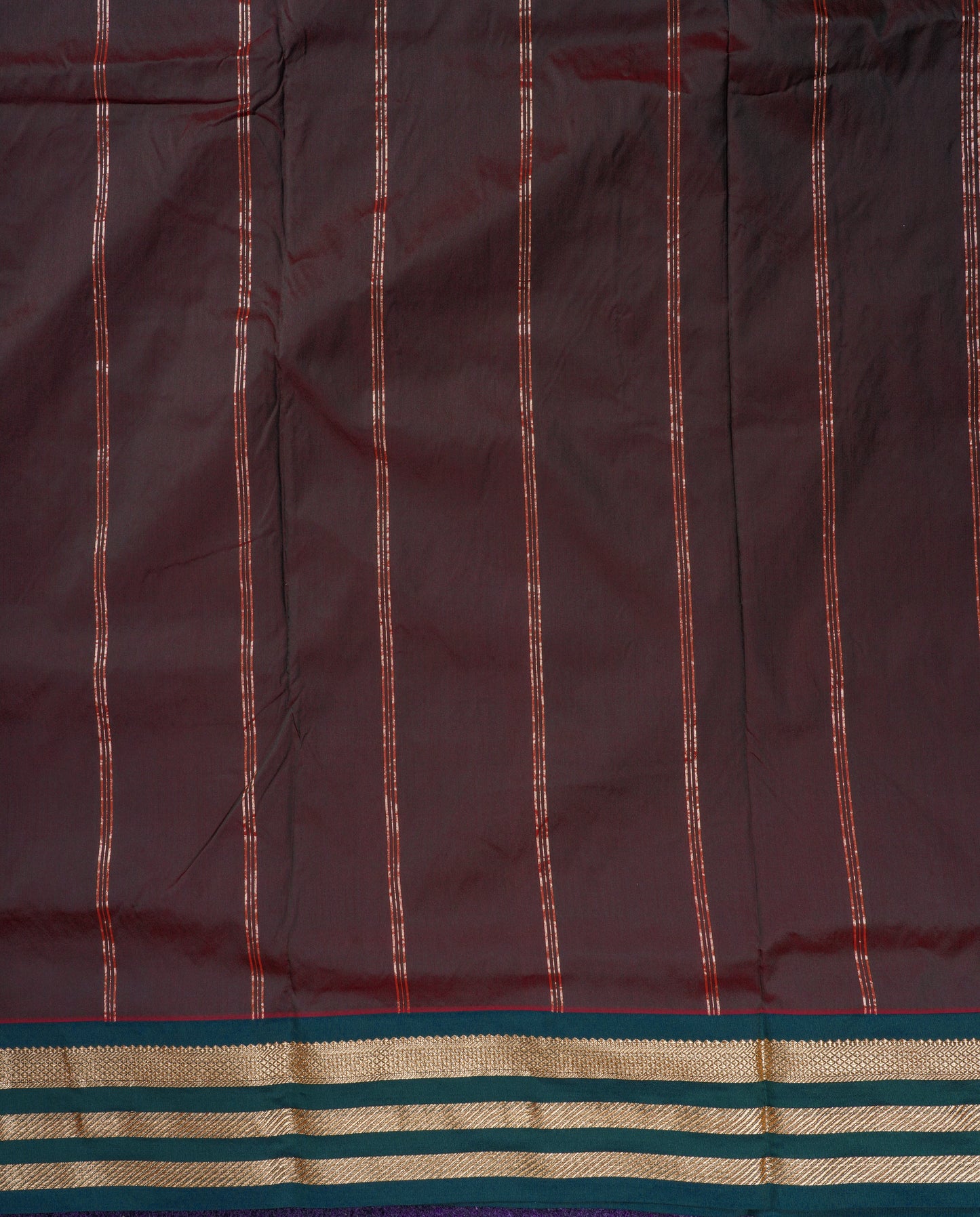 9.5 Yards Semi Silk Saree Magenta Pink with Contrast Bottle Green Traditional Border
