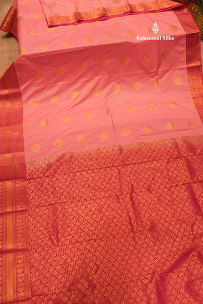 Red Colour Semi Silk Saree With Copper Zari Border