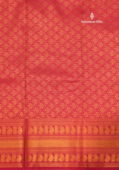 Red Colour Semi Silk Saree With Copper Zari Border