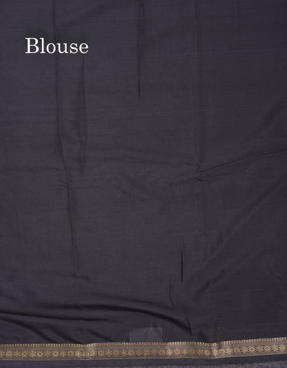 Beautiful Half White Plain Semi Mysore Silk Saree With Small Traditional Zari Border