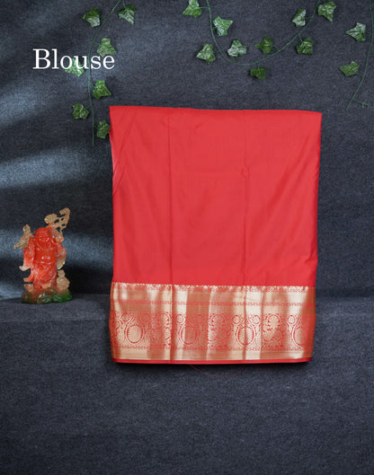 Semi Silk Pattu Pavadai (Sapphire Green) With Contrast Reddish Maroon Blouse 45"