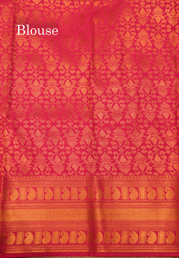 Red Colour Semi Silk Saree With Copper Zari Border