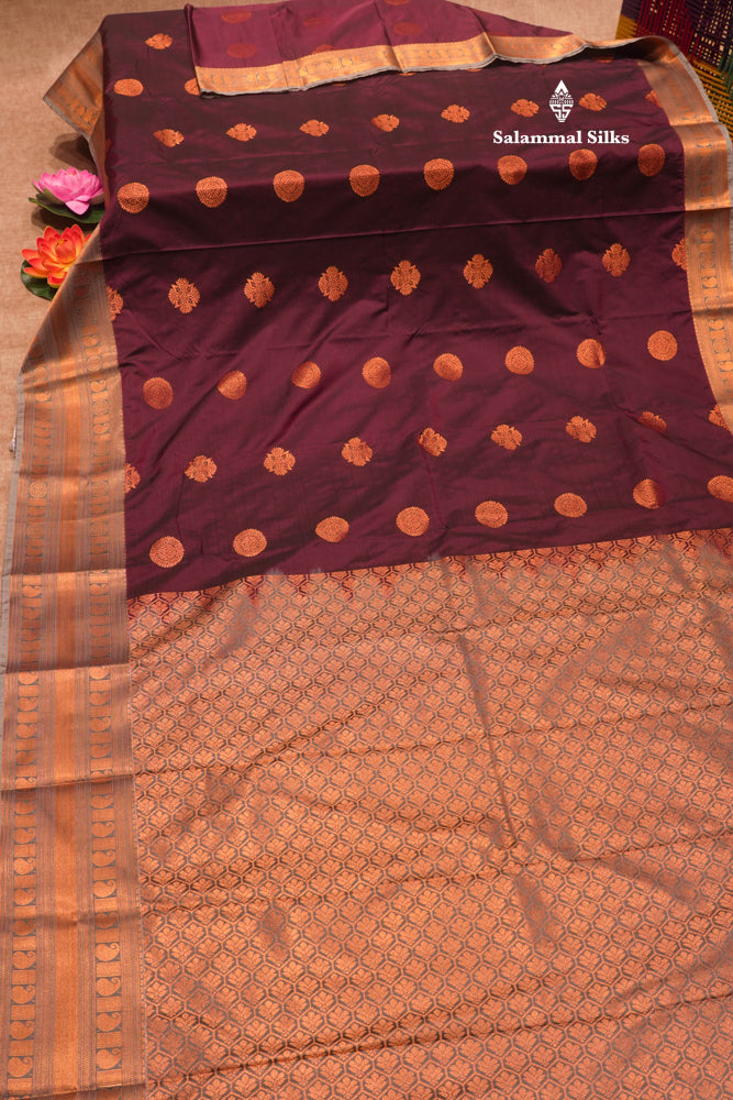 Red Colour Semi Silk Saree With Copper Zari Border