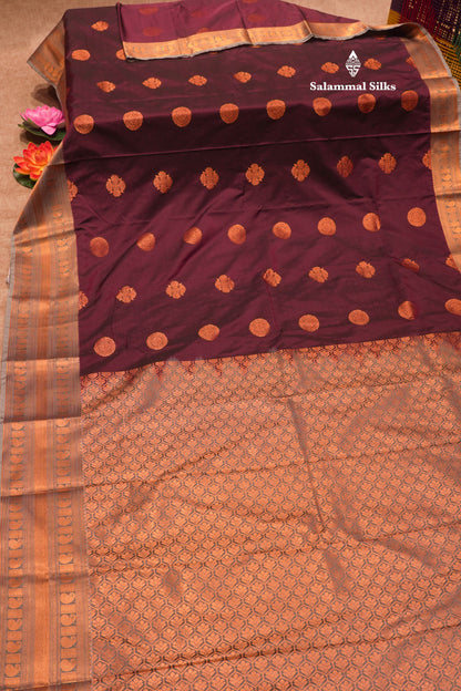 Red Colour Semi Silk Saree With Copper Zari Border