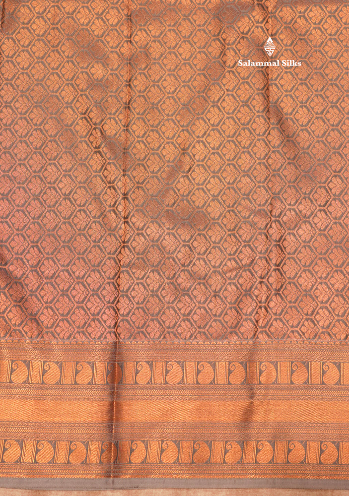 Red Colour Semi Silk Saree With Copper Zari Border