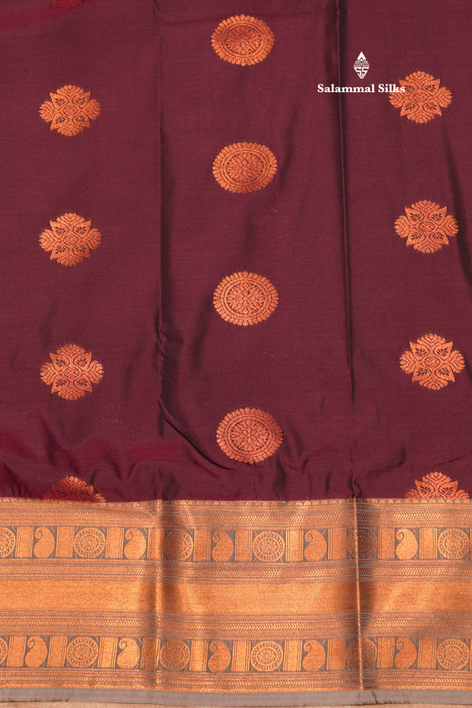 Red Colour Semi Silk Saree With Copper Zari Border