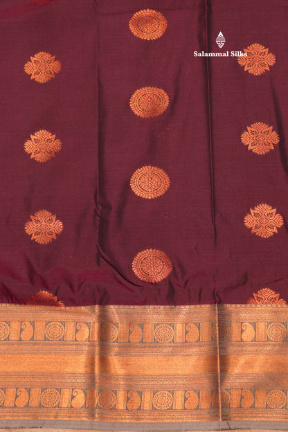 Red Colour Semi Silk Saree With Copper Zari Border