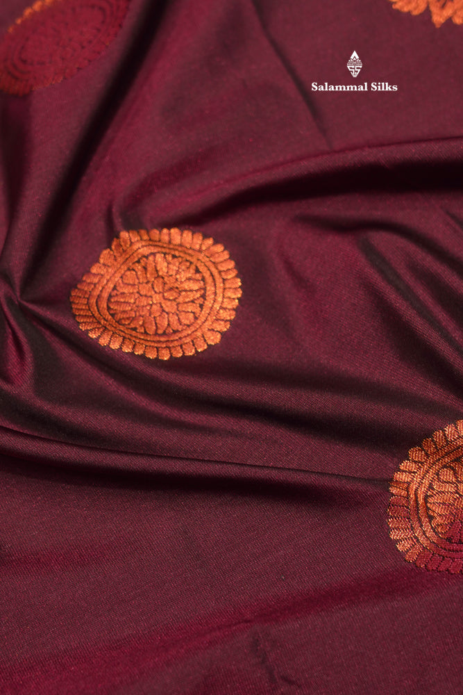 Red Colour Semi Silk Saree With Copper Zari Border