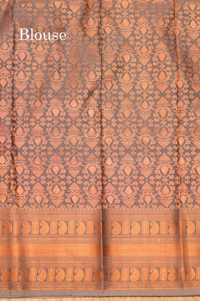 Red Colour Semi Silk Saree With Copper Zari Border