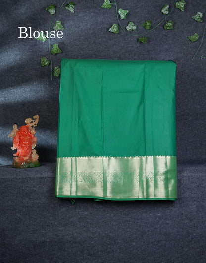 Semi Silk Pattu Pavadai (Saffire Green) With Contrast Purple Blouse 45"