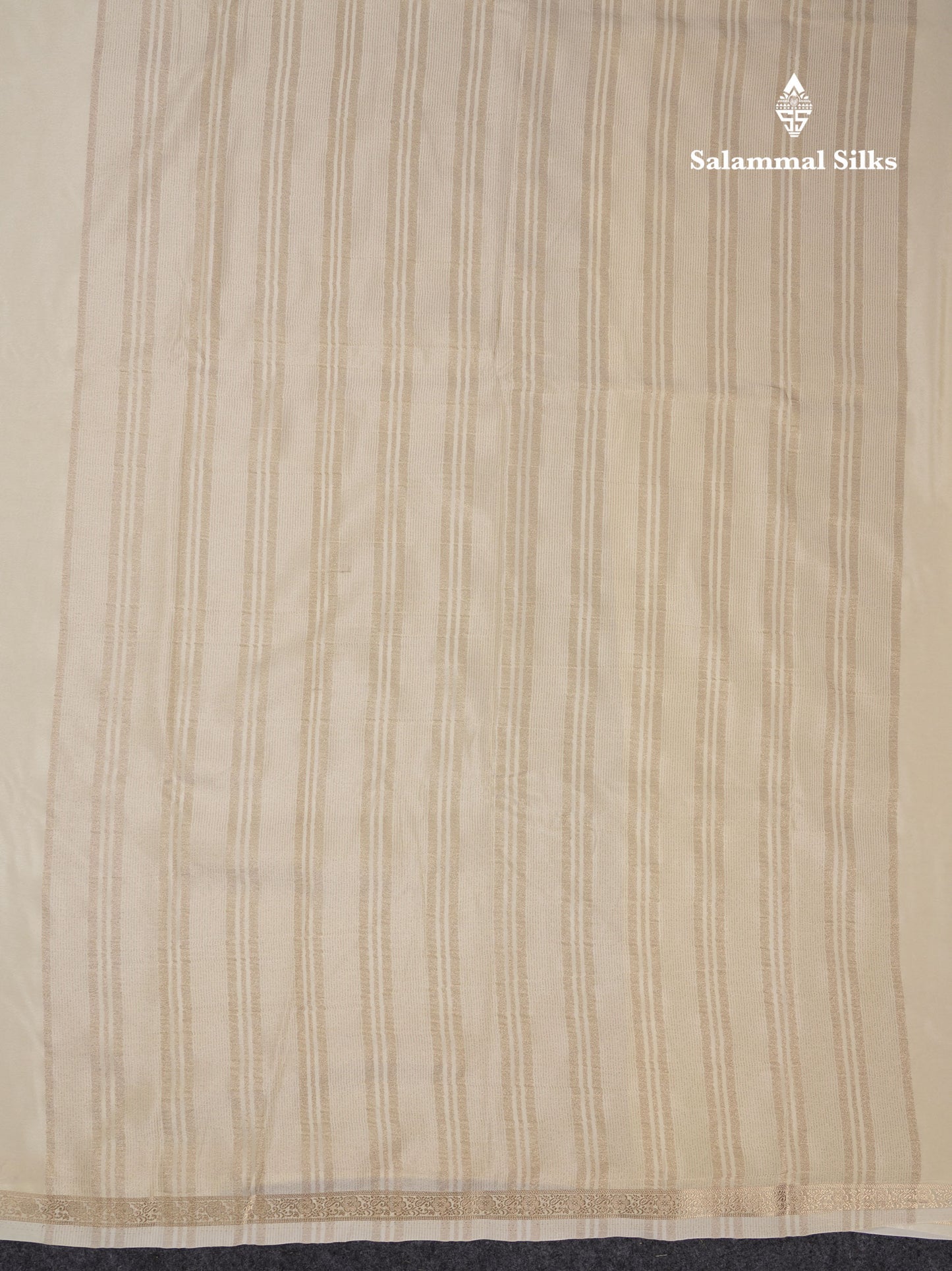 Beautiful Half White Plain Semi Mysore Silk Saree With Small Traditional Zari Border
