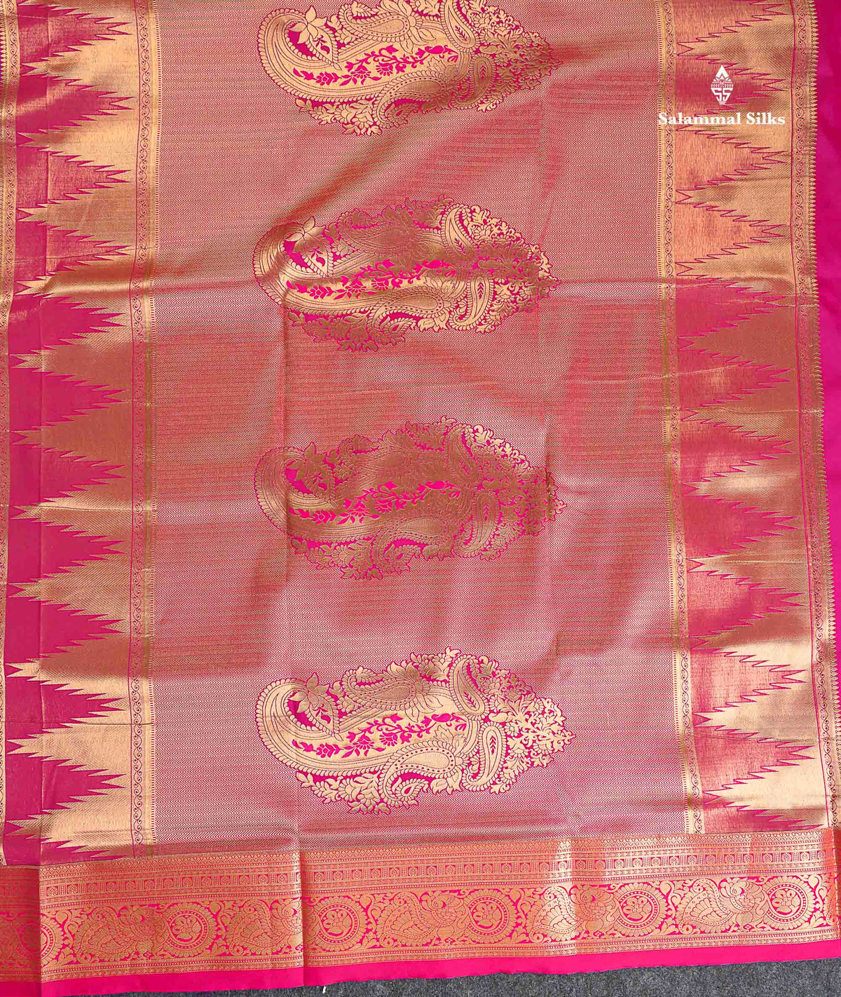 Semi Silk Saree - Royal Blue Colour Body With Contrast Pink Border | 9.5 Yards
