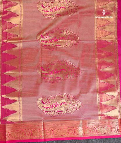 Semi Silk Saree - Royal Blue Colour Body With Contrast Pink Border | 9.5 Yards