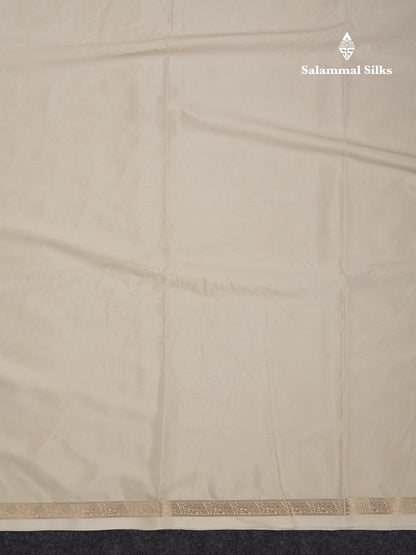 Beautiful Half White Plain Semi Mysore Silk Saree With Small Traditional Zari Border