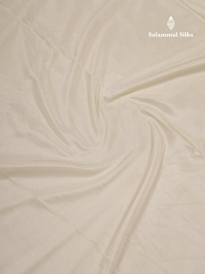 Beautiful Half White Plain Semi Mysore Silk Saree With Small Traditional Zari Border