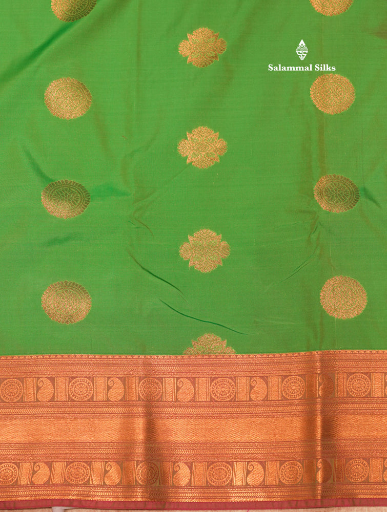 Red Colour Semi Silk Saree With Copper Zari Border