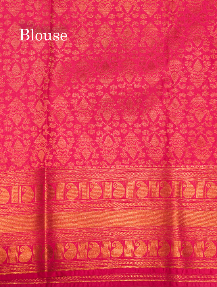 Red Colour Semi Silk Saree With Copper Zari Border