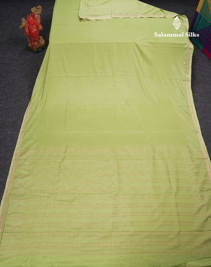 Beautiful Half White Plain Semi Mysore Silk Saree With Small Traditional Zari Border