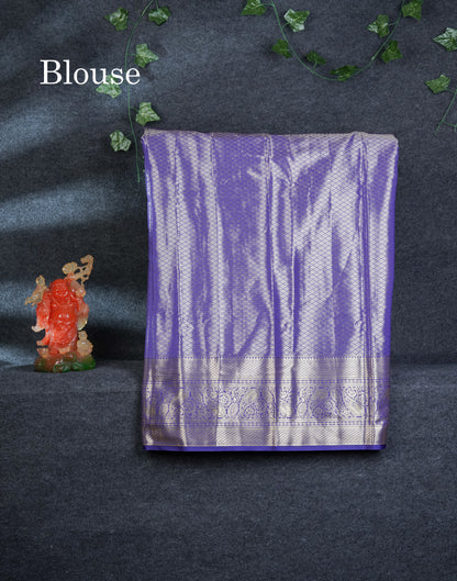 Semi Silk Pattu Pavadai Tissue (Sea Green) With Contrast Violet  Blouse 45"