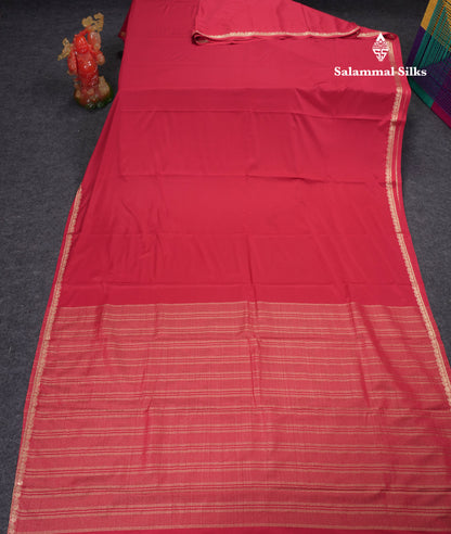 Beautiful Half White Plain Semi Mysore Silk Saree With Small Traditional Zari Border